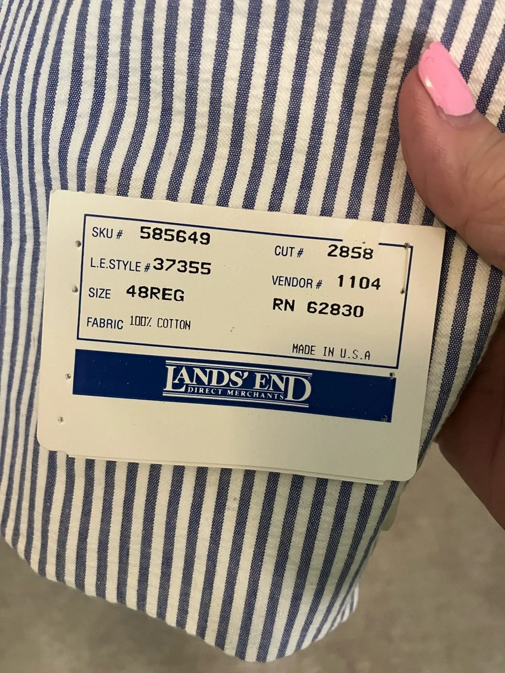 Lands' End Blue & White Seersucker Sport Coat